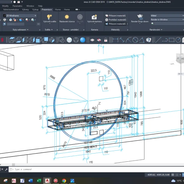 Software IMOS s výkresem nábytku